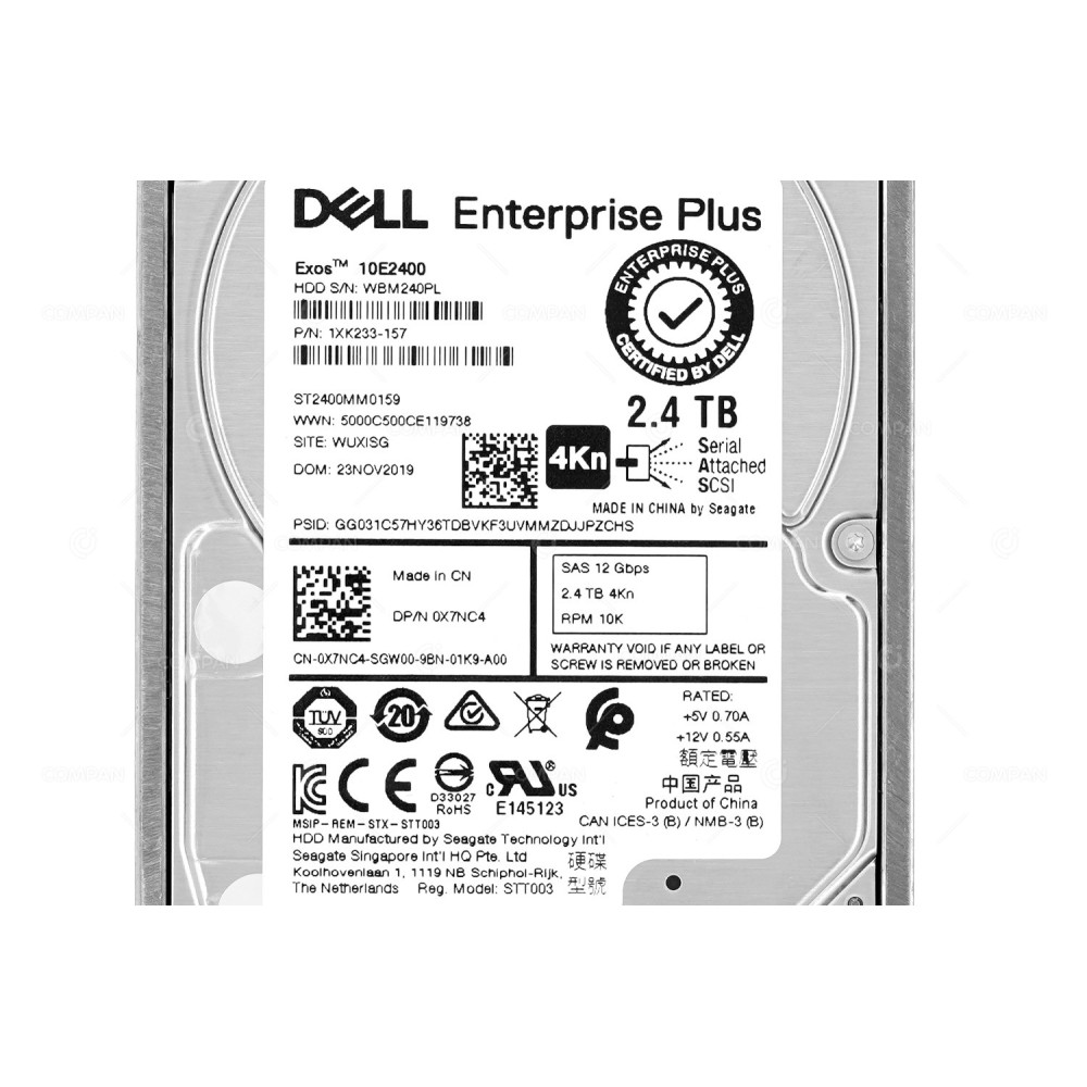 X7NC4 SC4020 DELL HDD 2.4TB 10K SAS 12G 2.5" SFF FOR DELL COMPELLENT
